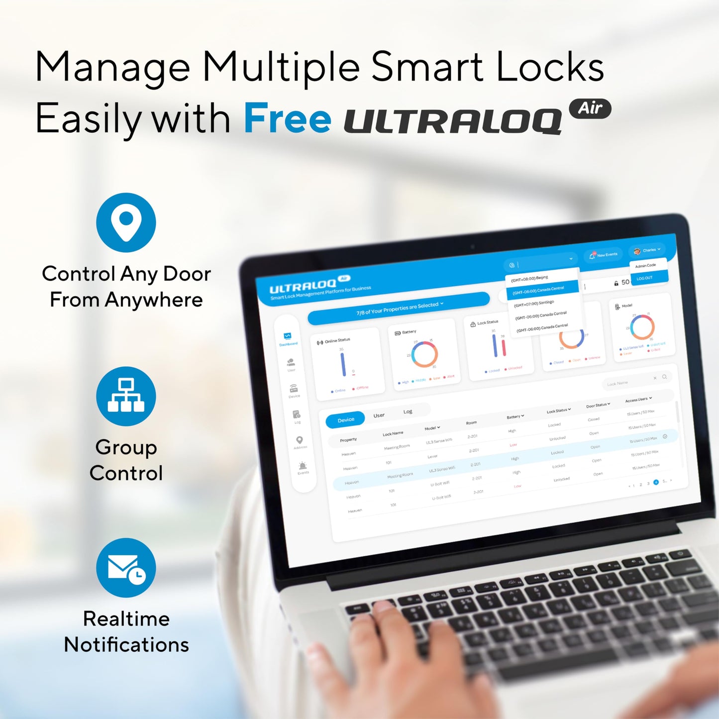 ULTRALOQ Bolt Fingerprint Smart Lock with Handle, 7-in-1 Keyless Entry Door Lock Set, Built-in WiFi Deadbolt, Auto-Lock & Unlock, App Remote Control, Compatible with Alexa, ANSI Grade 1,Black