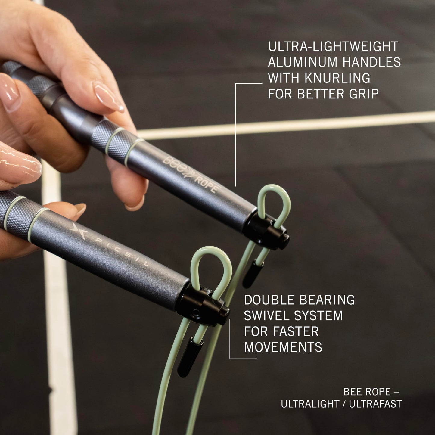 PICSIL - BEE High Speed Skipping Rope | Aluminum & Double Bearing System | Self-Adjusting for Cross Training, Boxing & Fitness | Lightweight 7.4oz | Adaptable for Men, Women & Children | (Peach)