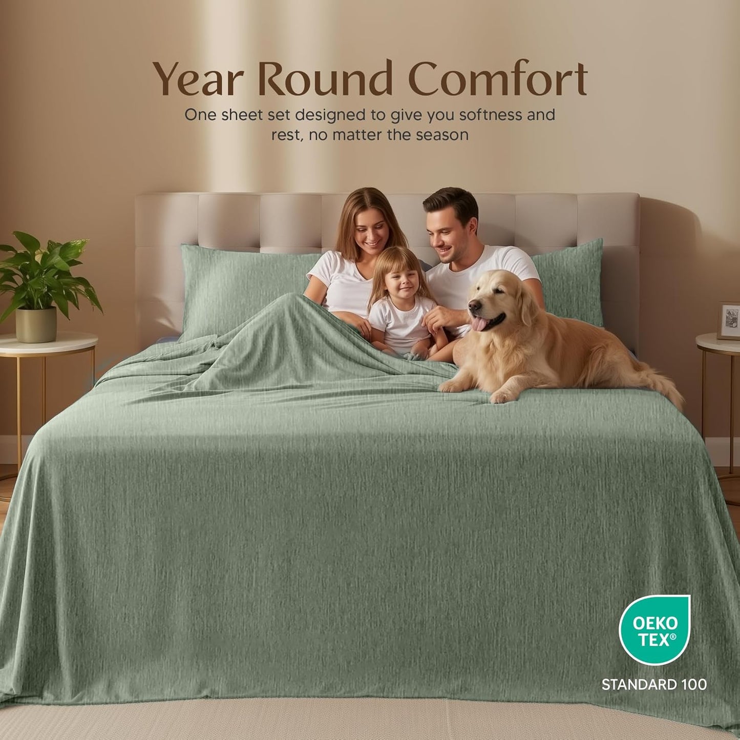 Utopia Bedding Queen Size Sheet Set - Soft, Breathable Microfiber - 4-Piece in Heather Sage