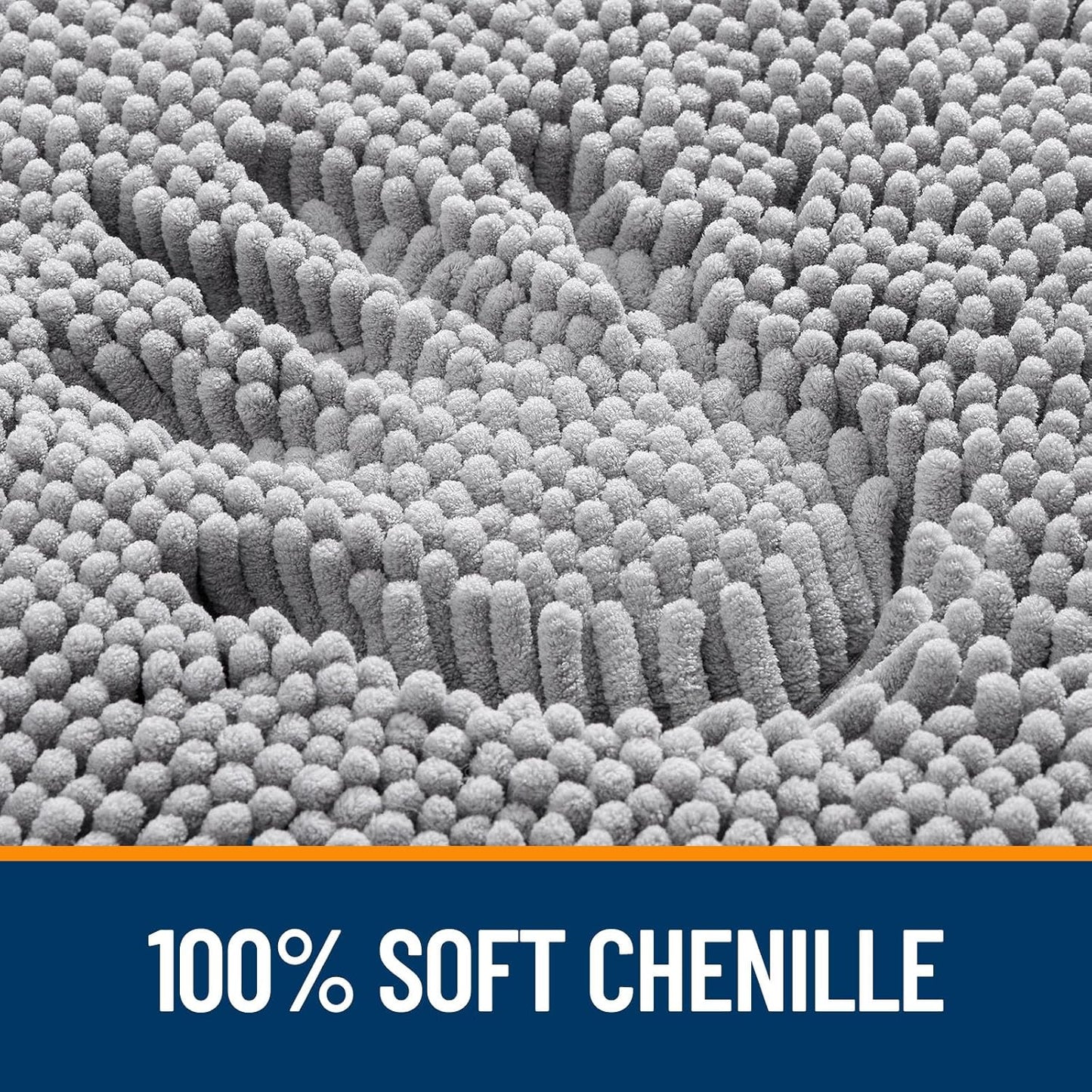 OLANLY 30-Inch Round Bathroom Rug - Extra Soft Chenille Bath Mat, Quick Dry & Machine Washable, Grey