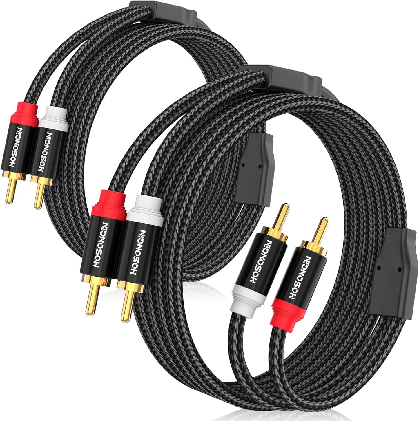3.3ft 2 Pack[Hi-Fi 2-Male 2-Male HOSONGIN RCA Cables Sound, Nylon Braided, Shielded], to RCA Audio Stereo Subwoofer