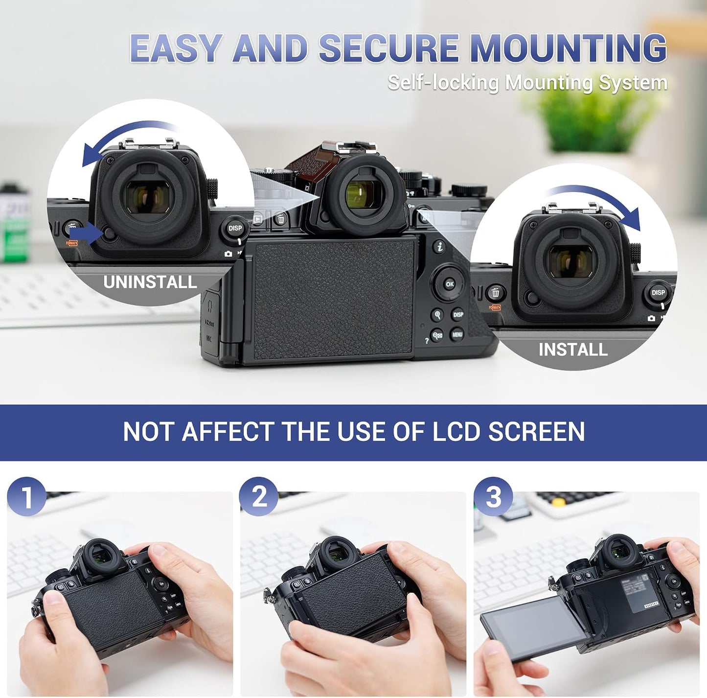 2-Pack DK-33 JJC Soft Eyecup Eye Cup Eyepiece & Metal Thumb Grip Rest for Nikon Zf Z f Camera, Nikon Zf Camera