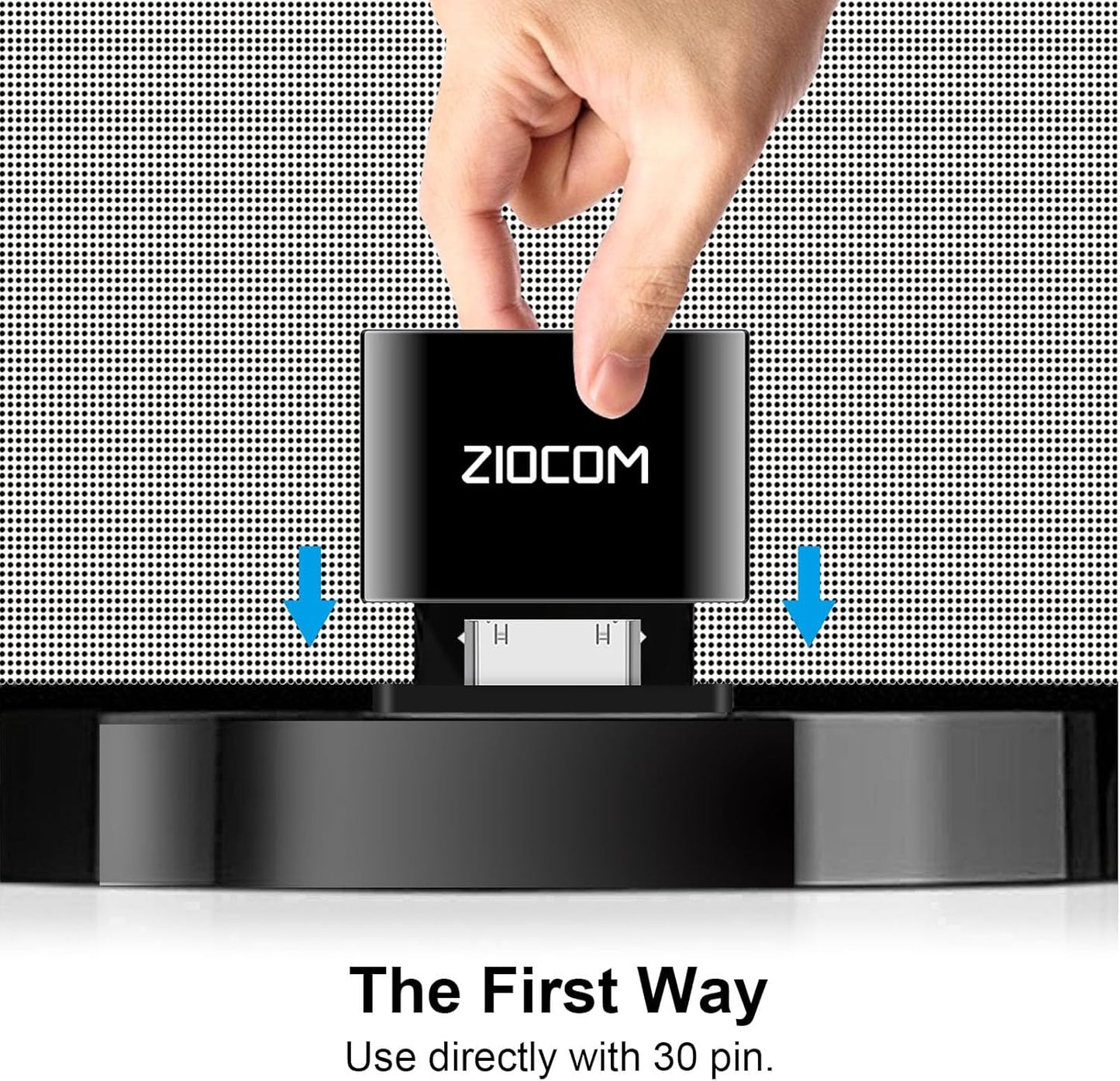 ZIOCOM 30 30 3.5mm Pin Bluetooth Adapter Receiver for Bose iPod iPhone SoundDock and Other pin Dock Speakers with Aux