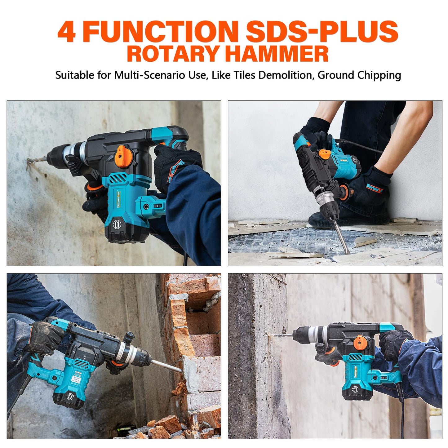 Berserker 1-1/4" SDS-Plus Rotary Hammer Drill with 3 in. SDS Plus Scaling Chisel