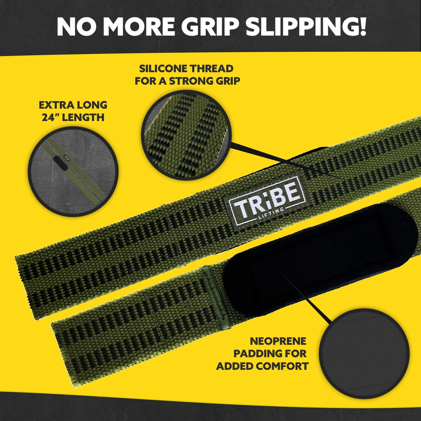 Tribe Lifting Wrist Wraps and Lifting Straps for Weightlifting - Heavy Duty Wrist Straps for Weightlifting Men - Gym Wrist Wraps for Bench Press, Deadlift Straps for Weight Lifting Accessories