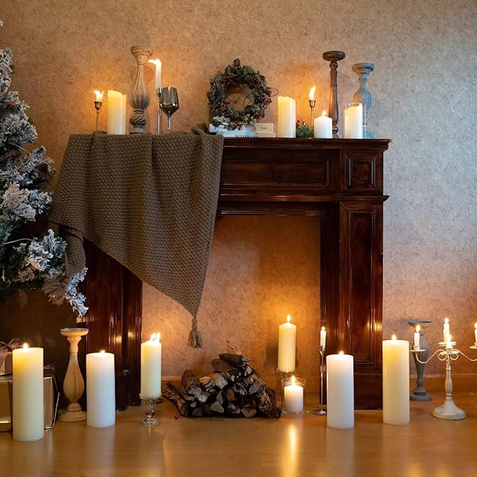 MOZEAL 4" x 10" Extra-Large Ivory Pillar Candles (Set of 2), Unscented,Dripless, Smokeless,Long Clean-Burning,These Tall 10 inch Large Ivory Pillar Candles Perfect for Weddings and Christmas Decor