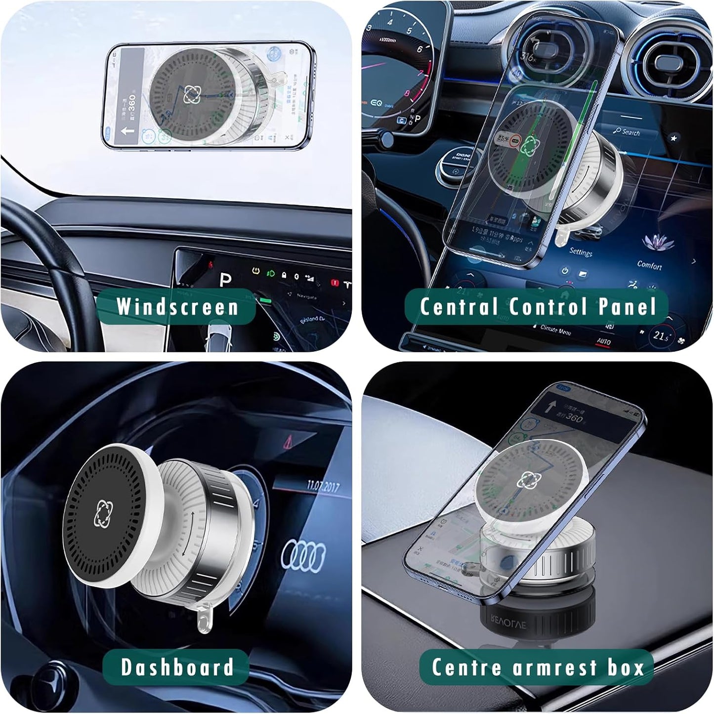 Cxqbsmy 360 Adjustable Vacuum Magnetic Car Phone Holder for Magsafe, Auto Suction Cup Phone Mount