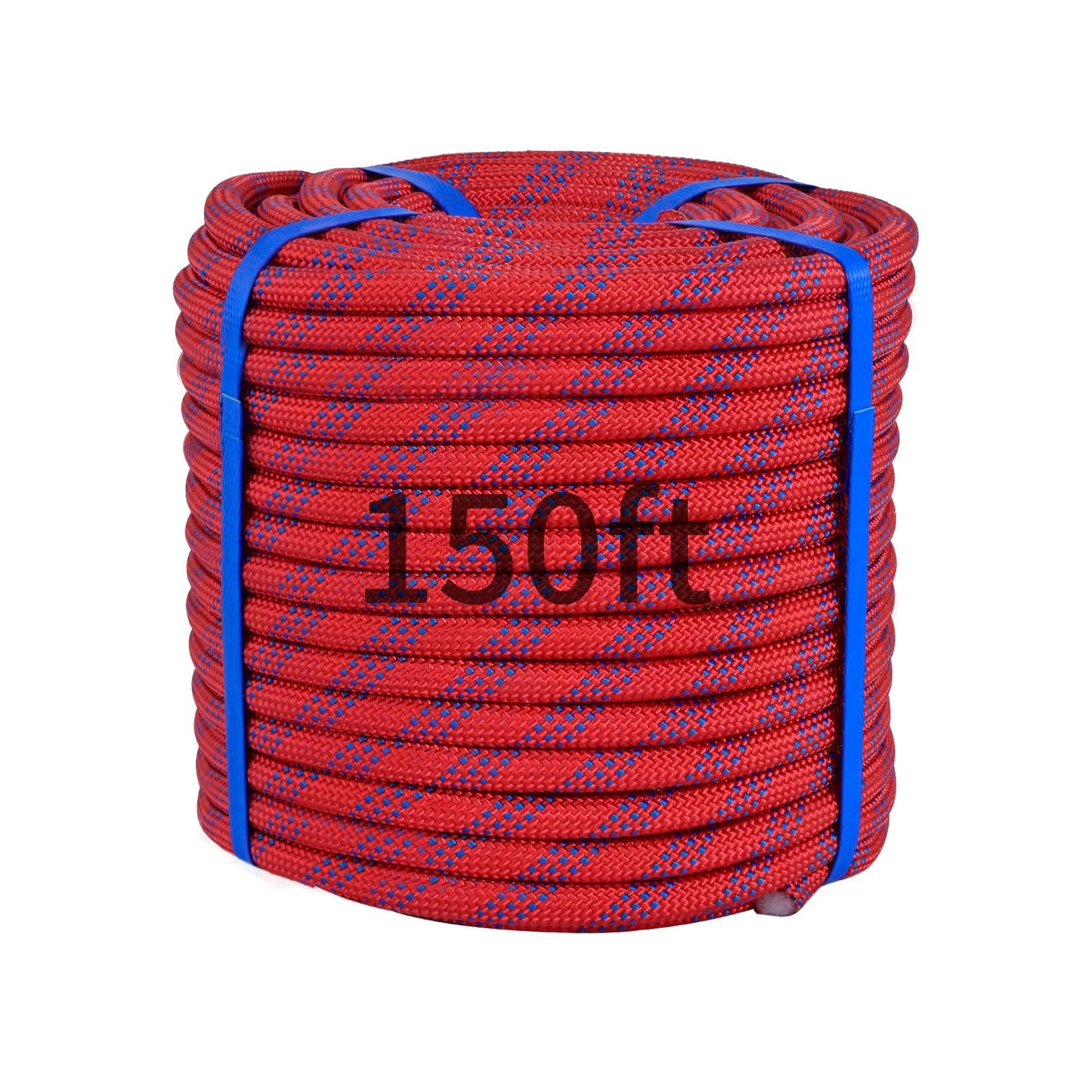 150ft 3/8 Inch Climbing Rope, Heavy Duty Arborist Rope, Nylon Rigging Rope for Tree Work,Bull (Red)