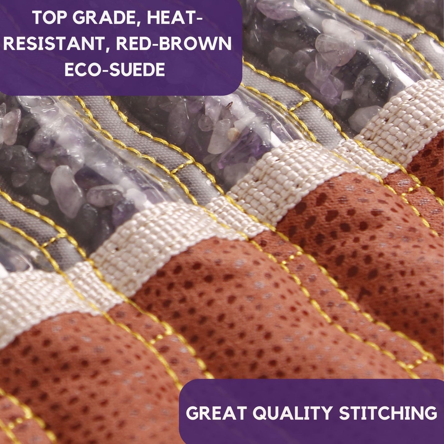 Far Infrared Amethyst Mat Midsize (59"L x 24"W) - Negative Ion - FIR Therapy - Natural Amethyst - FDA Registered Manufacturer - Adjustable Temperature Setting - Hot Crystal Heating Pad - Reddish Brown