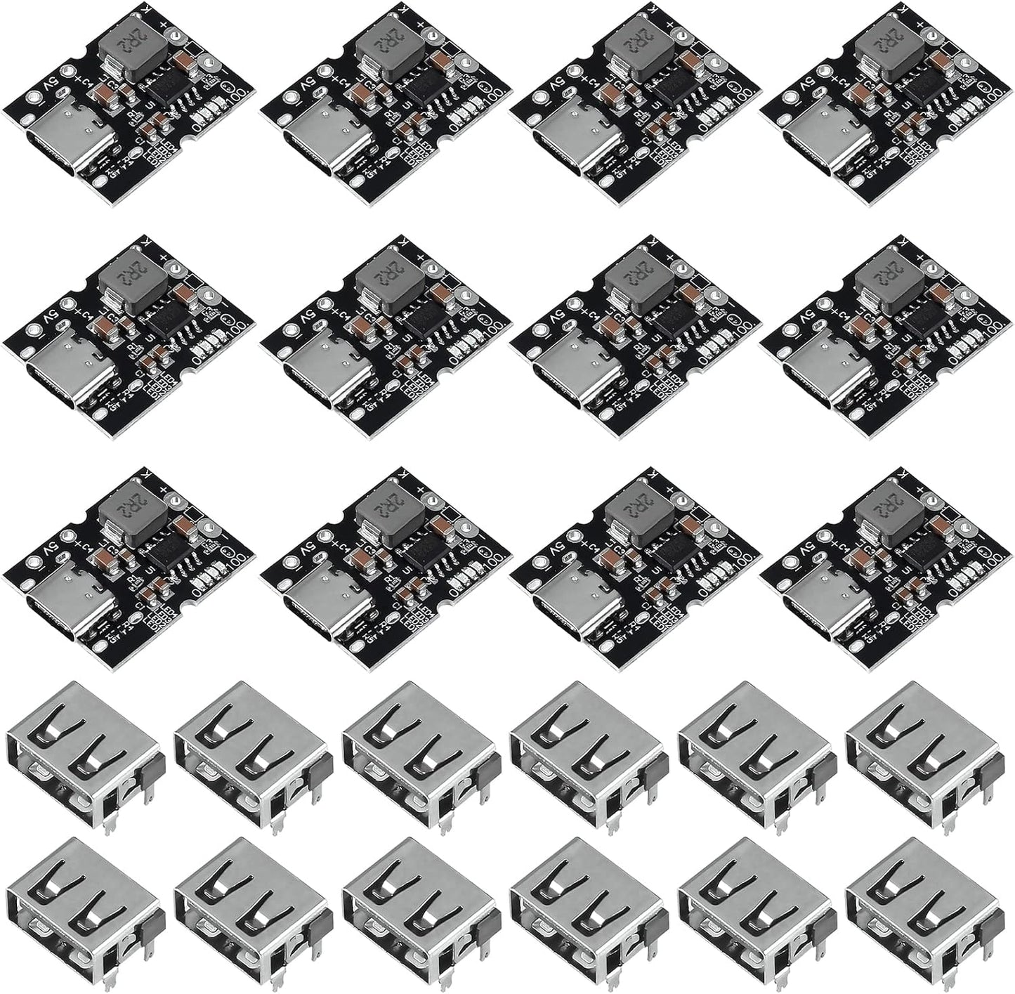 ATNSINC 12PCS 5V 2A Type-C USB Boost Converter Step-Up Power Module Mobile Power Bank Accessories with Protection LED