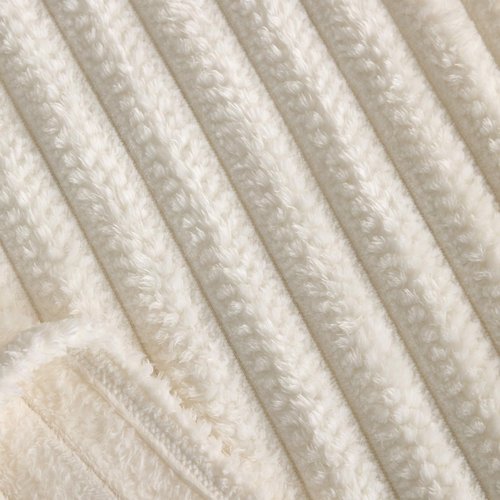 KORBLISS Super Soft Queen Blanket for Bed, Premium Silky Flannel Fleece with 3D Jacquard Wheat Decorative, Lightweight and Cozy for Living Room, and All-Season Use, 90x90 Inches.Ivory