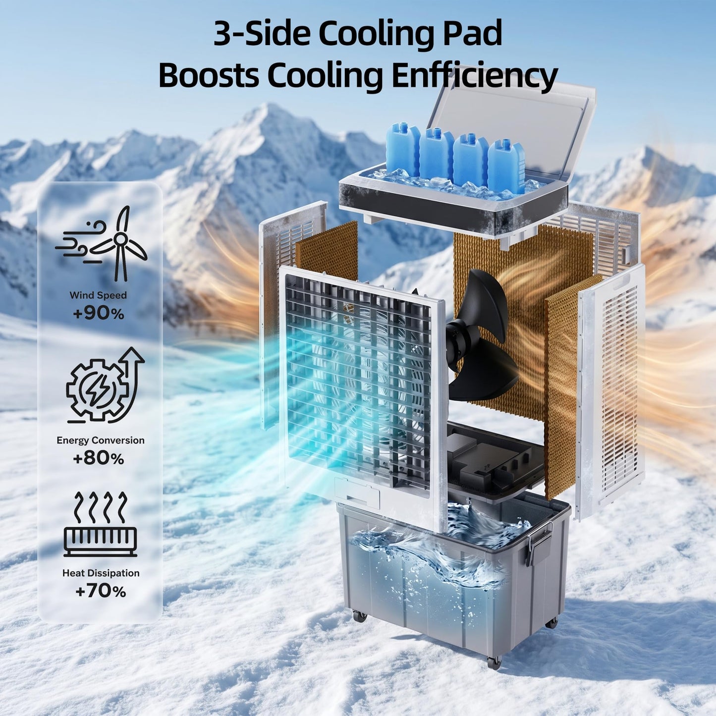 Uthfy 45" Portable Evaporative Air Cooler, 5100 CFM Swamp Cooler Air Conditioner with 16.5 Gal Detachable Water Tank, Remote, 12H Timer, 120 Oscillation, Outdoor Cooling Fan for Garage, Patio