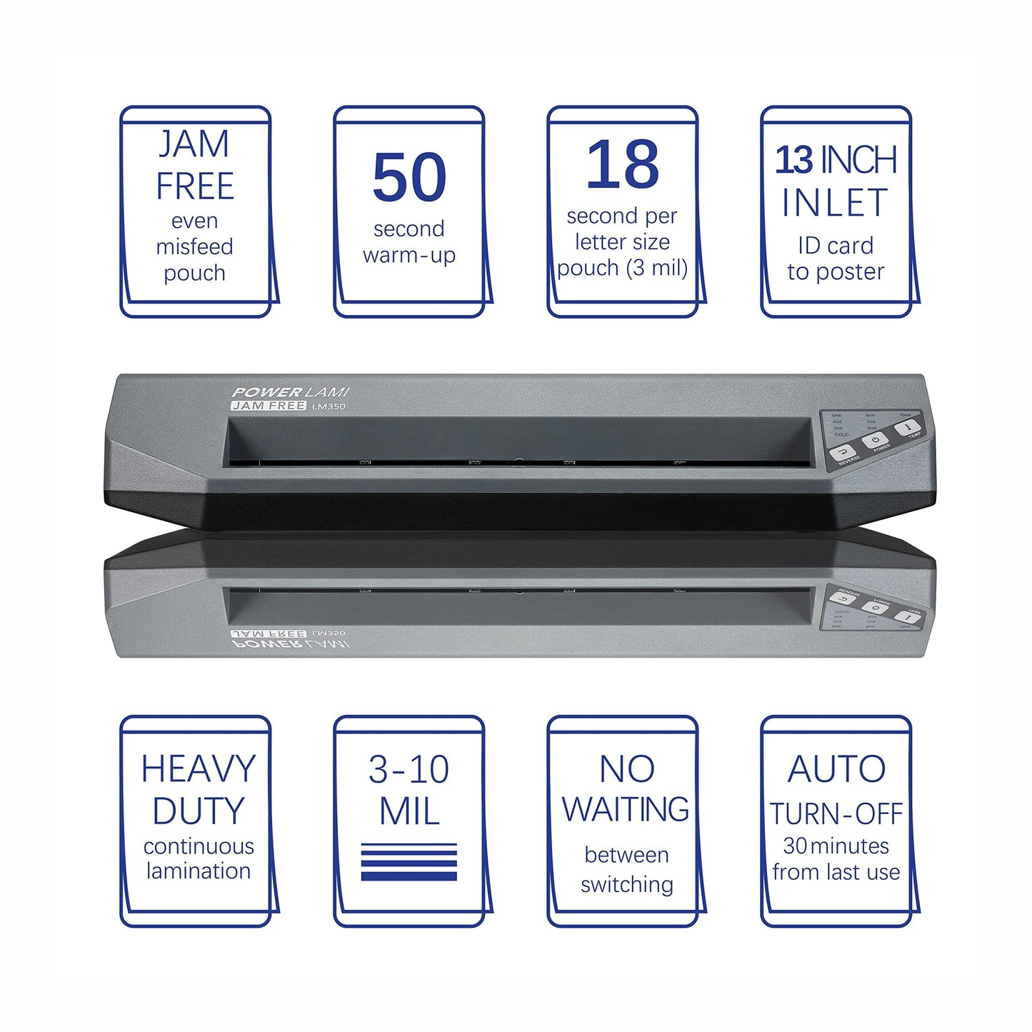 SINCHI 13" Commercial Laminator | 3–10 Mil, 4-Roller, 48s Warm-Up, 17s/Sheet, Heavy Duty No-Jam Design, Works with Cardstock & Dark Prints, Includes 10 Sheets, Ideal for Office, School & Business