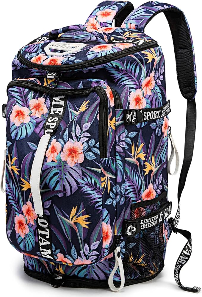 Gym Duffle Bag Backpack with Shoe Compartment,4 ways Travel Backpack for Women and Men,Multi-Functional Weekender bag with Waterproof Layer&Laptop Compartment for Fitness, Travel,Camping