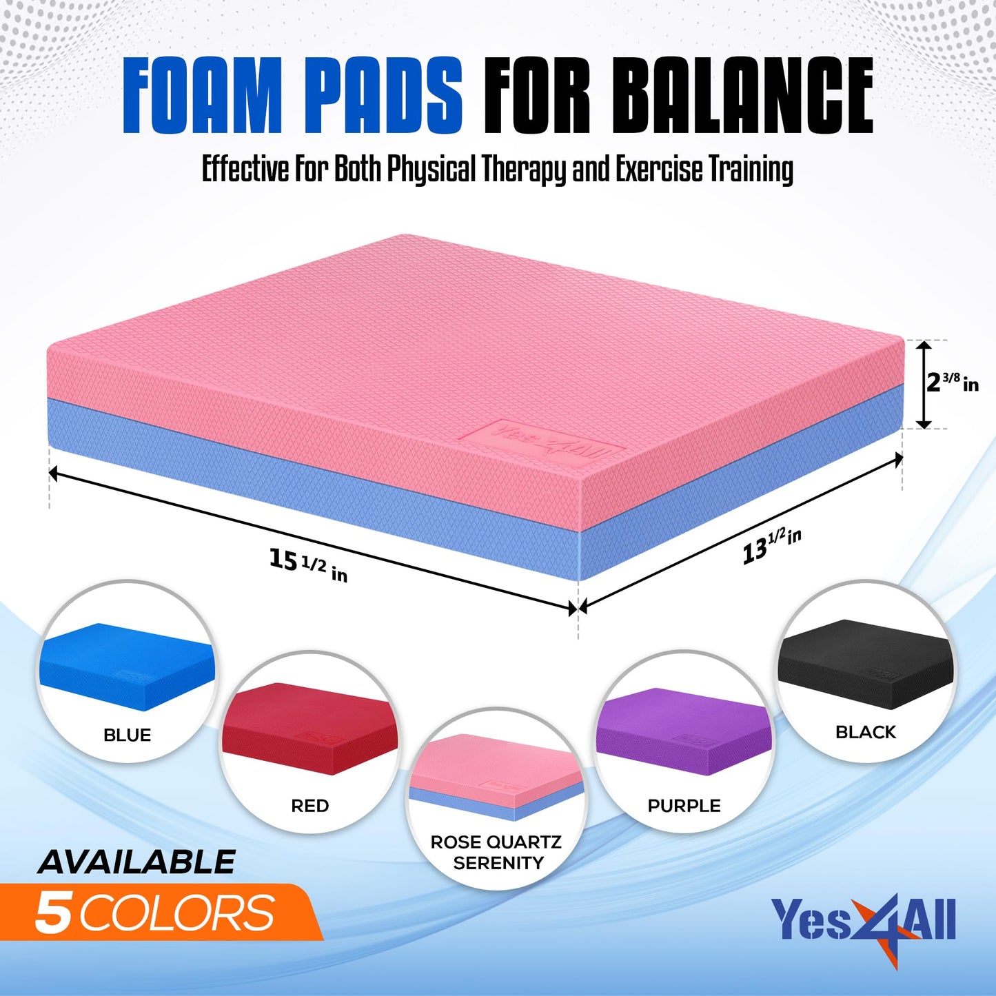 Yes4All Large Foam Balance Pad, Non-Slip Foam Mat for Yoga & Strength Training, Exercise Knee Pad for Floor Workouts, Soft Cushion for Balance Training