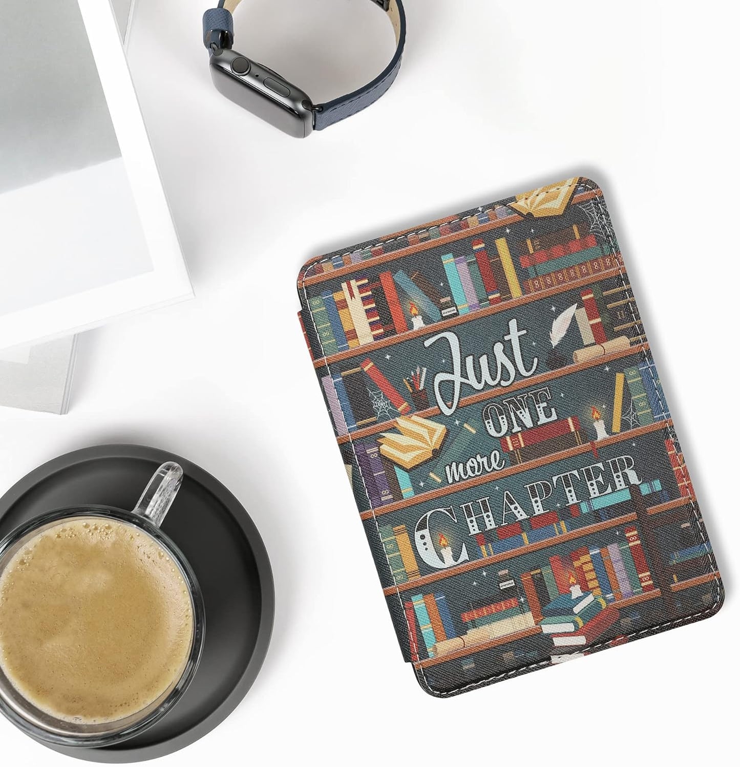 kwmobile (2022/2024) Case Compatible with Amazon Kindle Case - eReader Cover - Library Motto Multicolor