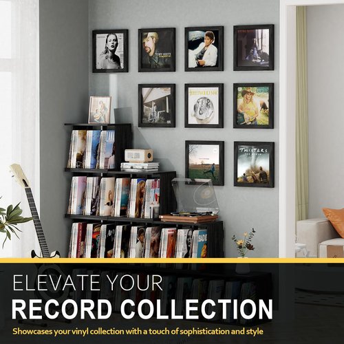 Emfogo Vinyl Record Frame for the Wall, Vinyl Record Display Frame, Album Frames for 12x12 Inch LP Album Cover (1 Pack/Black)
