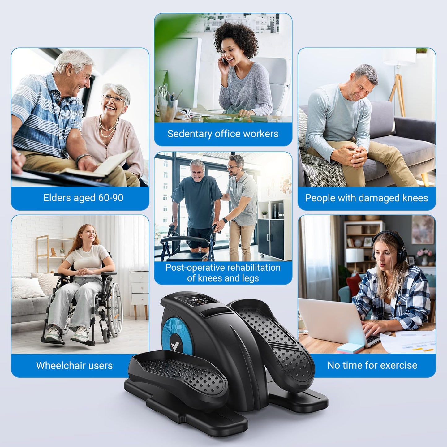 MERACH Under Desk Elliptical Machine, Leg Exerciser While Sitting for Seniors Adults Fully Assembled, Elliptical Exercise Machine Portable Electric Pedal with Remote Control&12 Auto Mode