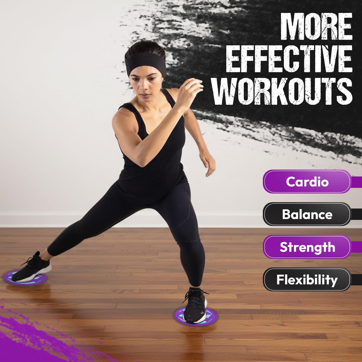 Gliding Discs for Working Out - Exercise Sliders for Hardwood Floors 1 Pair Purple, Authentic Workout Sliders Disc for Full Body Resistance Workout, Includes 4 Streaming Video Workouts