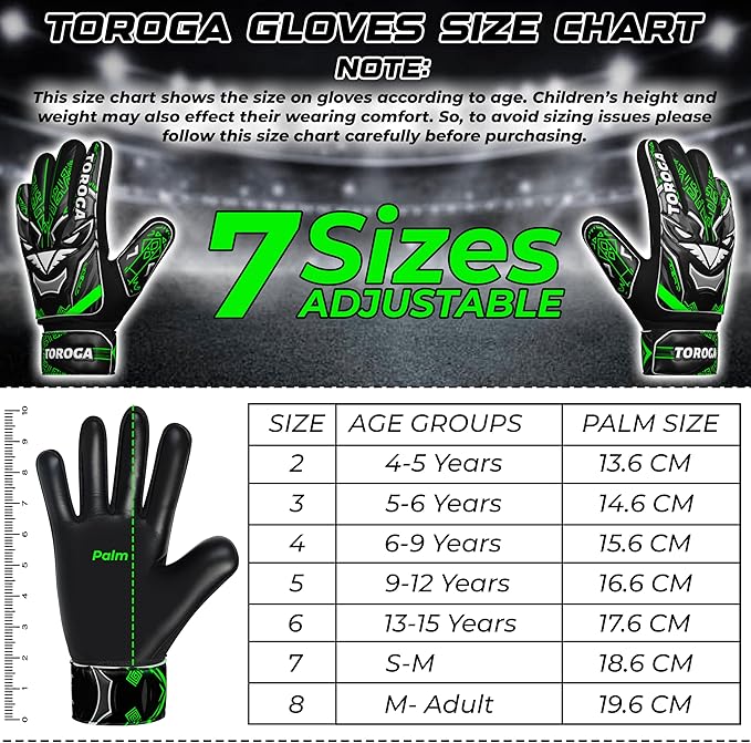 Goalkeeper Gloves for Kids & Youth – Soccer Goalie Gloves, Strong Latex Grip, Double Wrist Support & Breathable Mesh – Boys Football Gloves