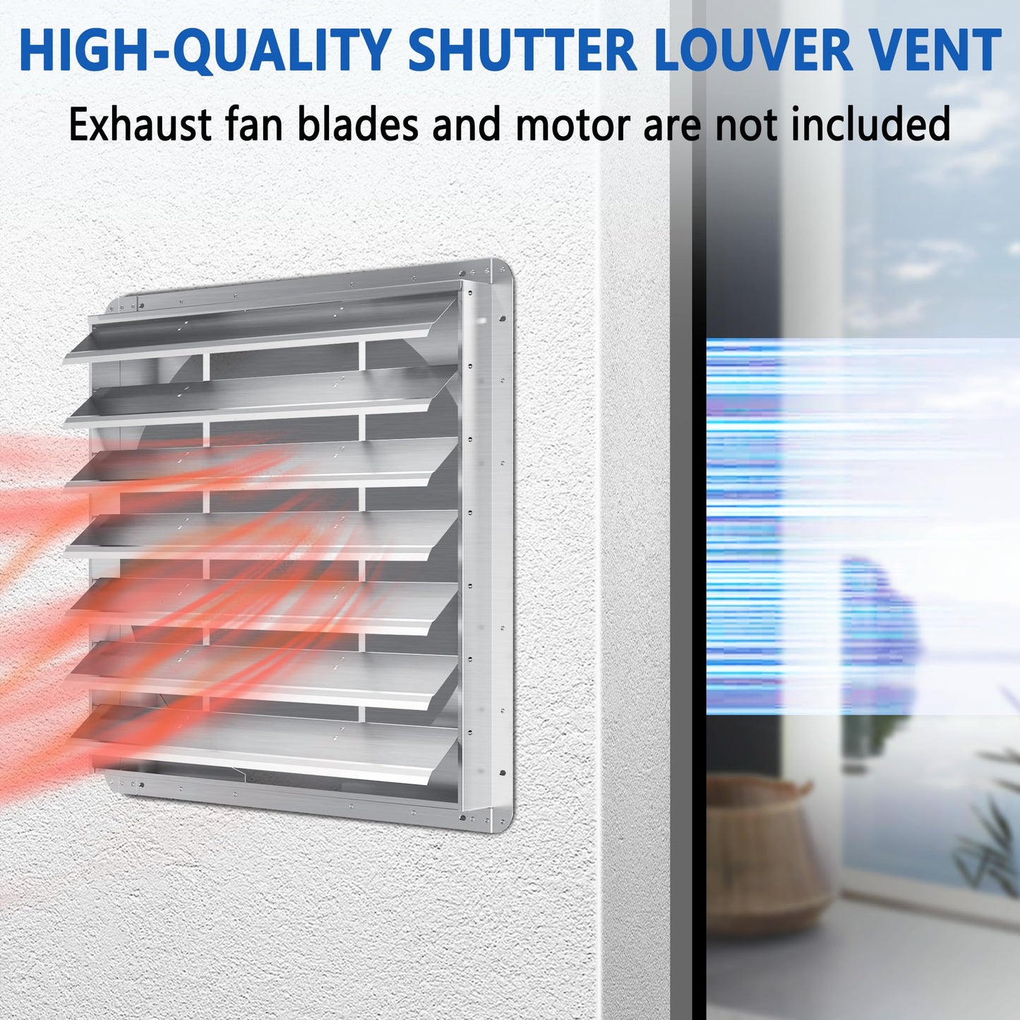 30 Inch Galvanized Shutter Exhaust Louver Vent, Automatic Gravity Shutter Louver Vent for Home Attics, Workshops, Barn, Greenhouse (Motor&Blades are not Included)