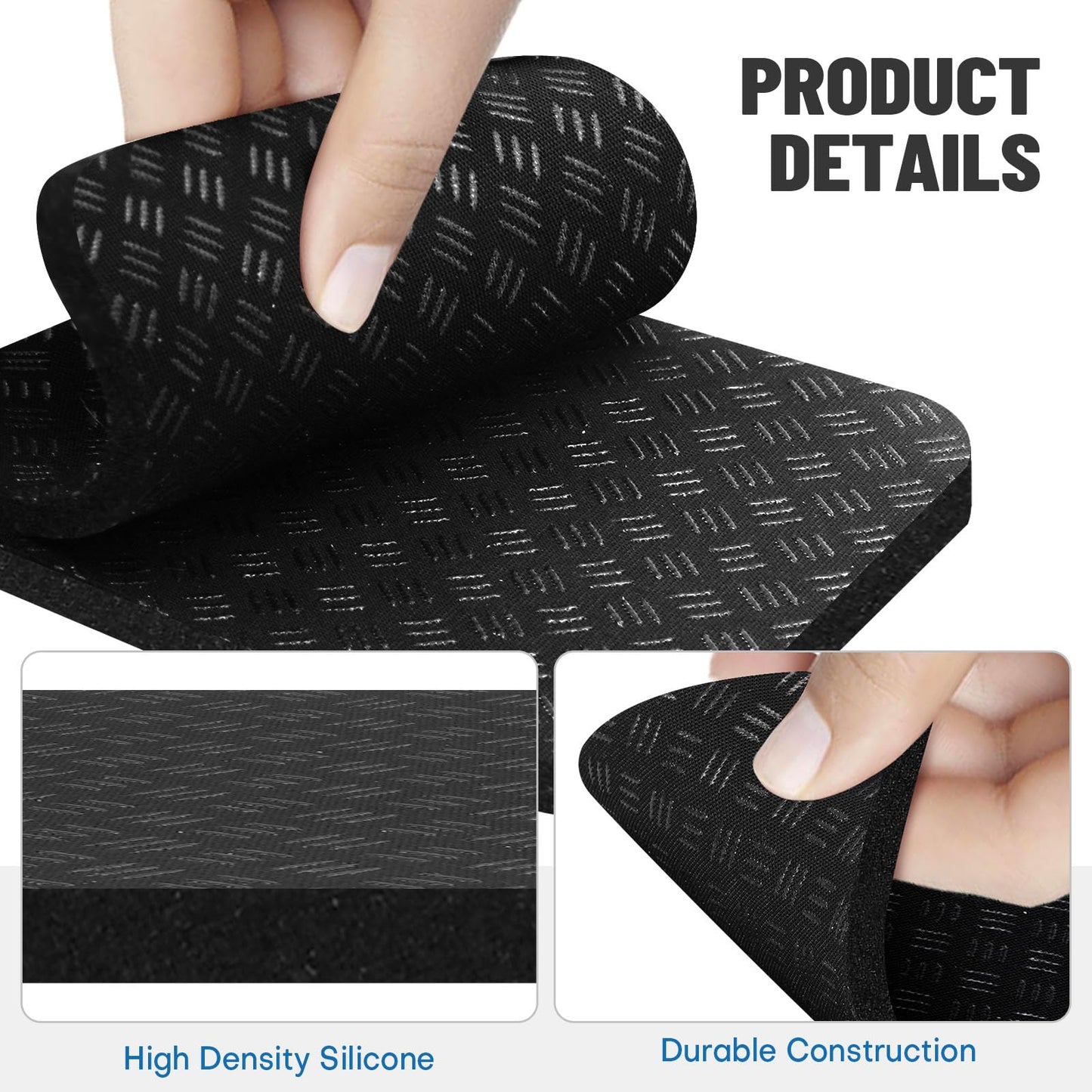 Rolitwils 6PCS Treadmill Mat Pads, 4" x 4" x 0.2" Double-Sided Non-Slip Exercise Equipment Mat for Floor Protection, High Density Silicone Anti Vibration Pad for Treadmill (6)