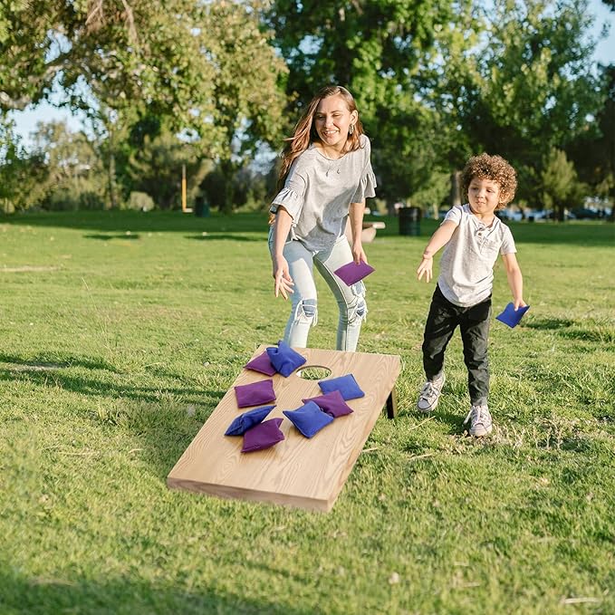 Set of 8 Regulation Cornhole Bags Double Sided, Weather Resistant Bean Bags for Cornhole Toss Game, Corn Hole Beans Bags with Tote Bag