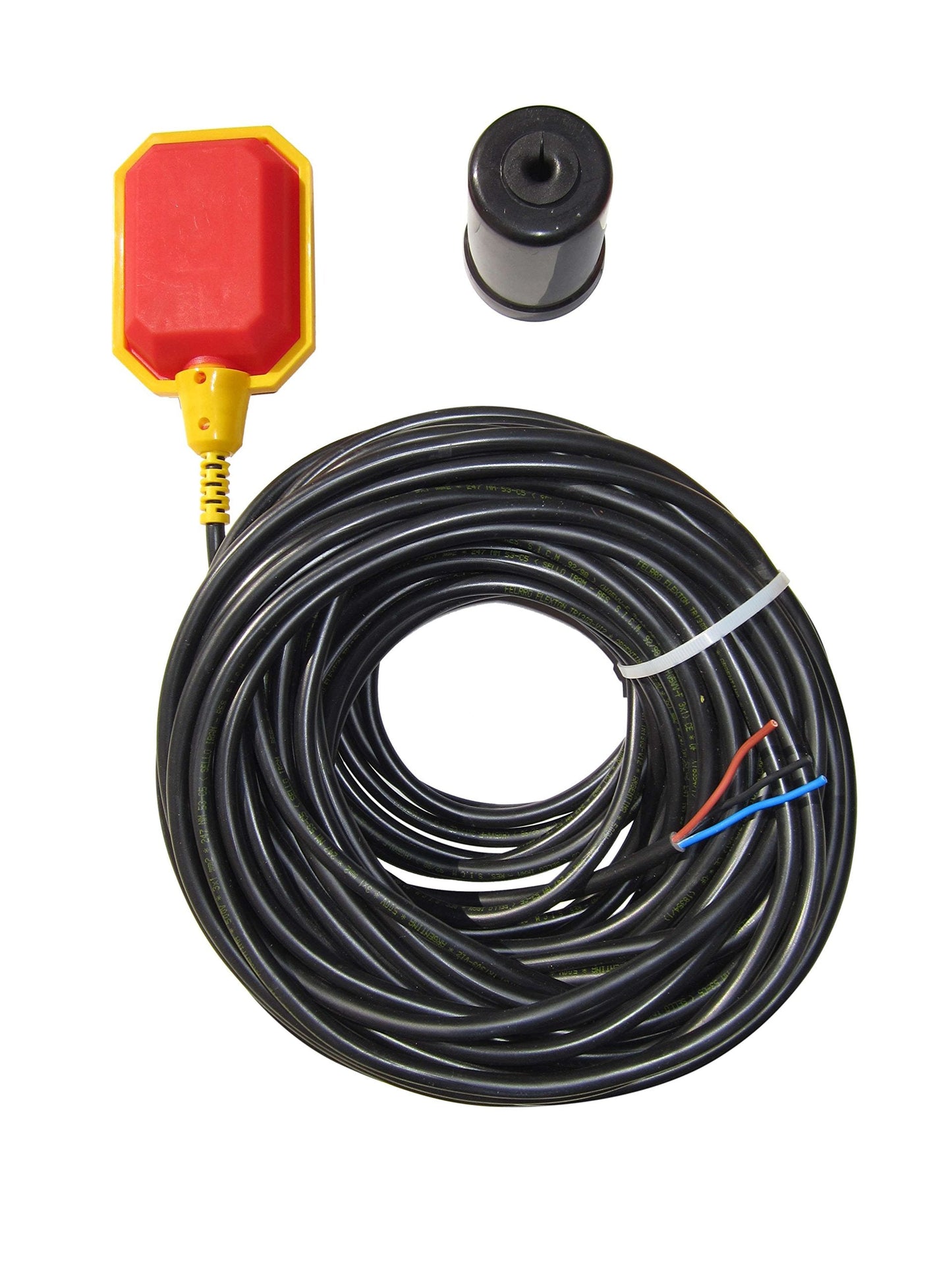 Float Switch for Sump Pump -100-Foot Water Level Sensor with Honeywell Microswitch and Adjustable Tether Length for Ground Water Bilge Pump and Water Tank – Non-Corrosive PP Casing, Rated to 13 Amps