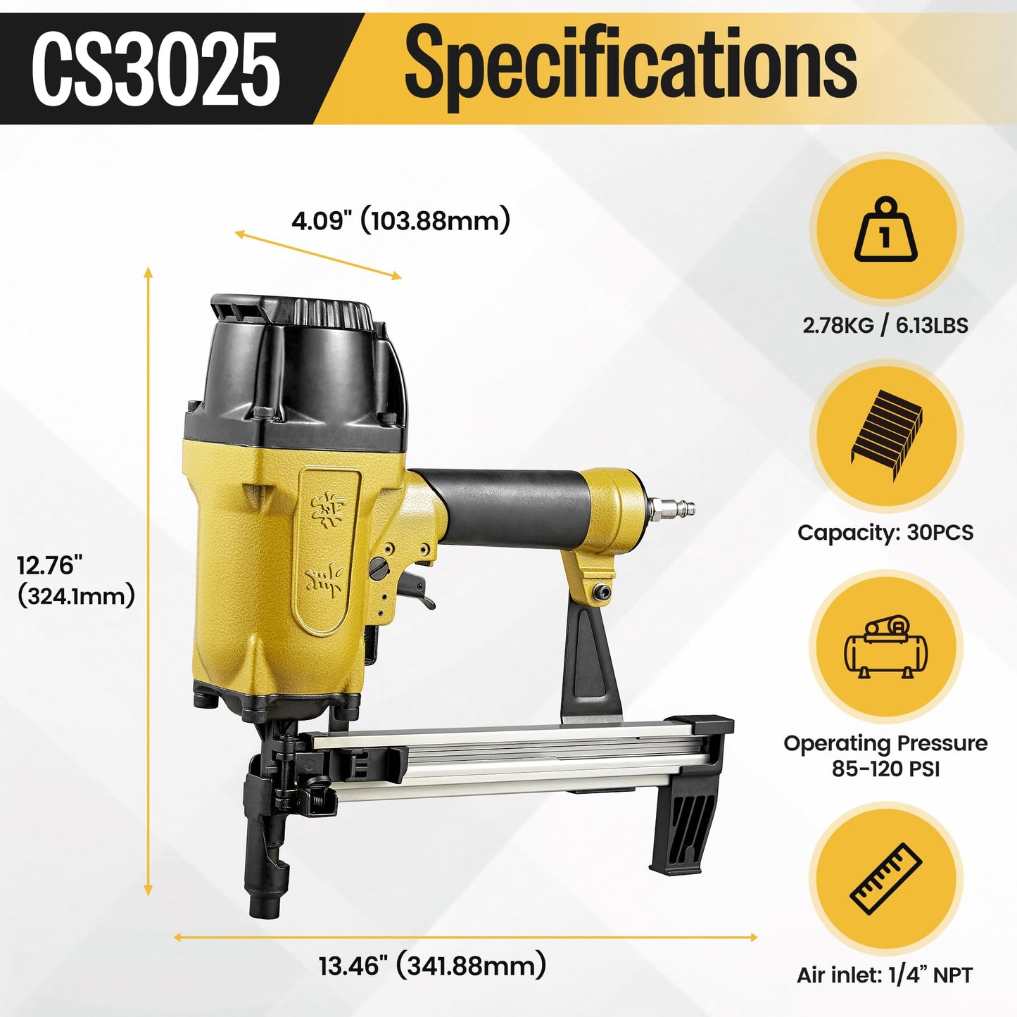 meite CS3025 Concrete Nail Gun with 12 Gauge 7/8 Inch Plastic Collated Drive Pins 1000PCS, Pinner Nail Tool for Concrete Ceiling Framing Fixing Drywall Track, Accepts 1/2"-1" Drive Pins