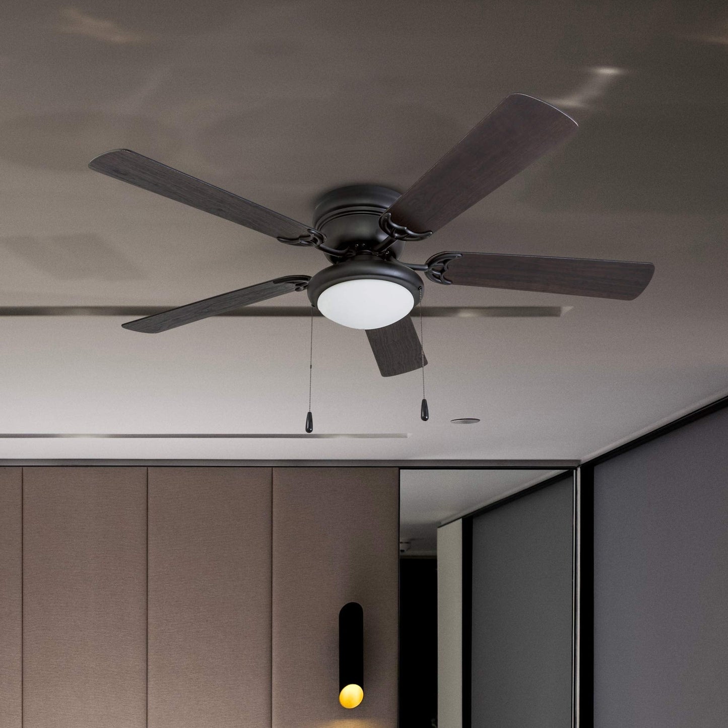 Portage Bay 50251 Hugger 52" Matte Black West Hill Ceiling Fan with Bowl Light Kit