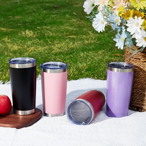 MEWAY 20oz Tumbler 12 Pack Double Wall Vacuum Insulated Travel Mug Bulk, Stainless Steel Tumblers with Lid and Straw, Durable Powder Coated Coffee Cups for Cold & Hot Drinks (Army Green, 12)