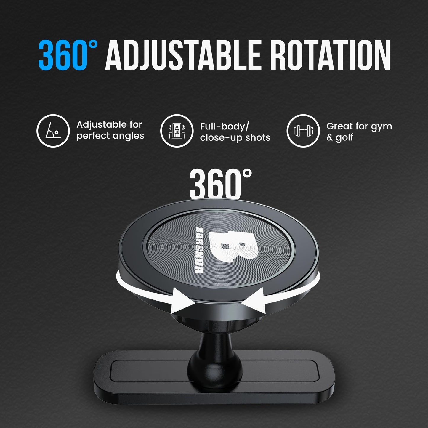 BARENDA Magnetic Phone Holder for Gym with Dual-Sided N52 Super Magnets, Strong Magnetic Phone Mount for All Phones, Attaches to Metal Surfaces, Portable Gym Accessories for Men & Women, Secure Grip