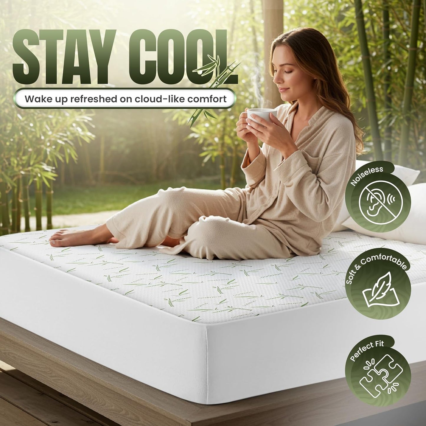 Utopia Bedding Waterproof Mattress Protector - Premium 200 GSM Bamboo Viscose | Twin Size, Soft & Breathable