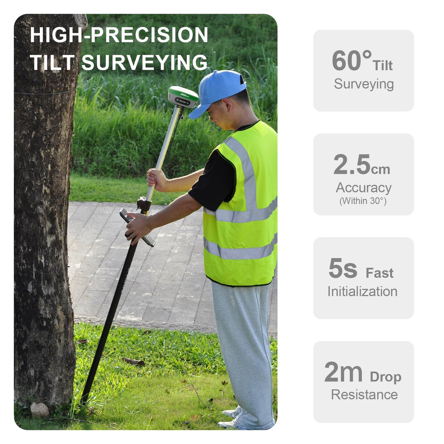 SMAJAYU SMA26 Pro RTK GNSS Surveying Equipment, Rover & Base with Collector, Drone Base Station, 4G BT IMU CORS NOAA, 15 km UHF, No Subscription Fee, GPS for Land Surveying & Engineering