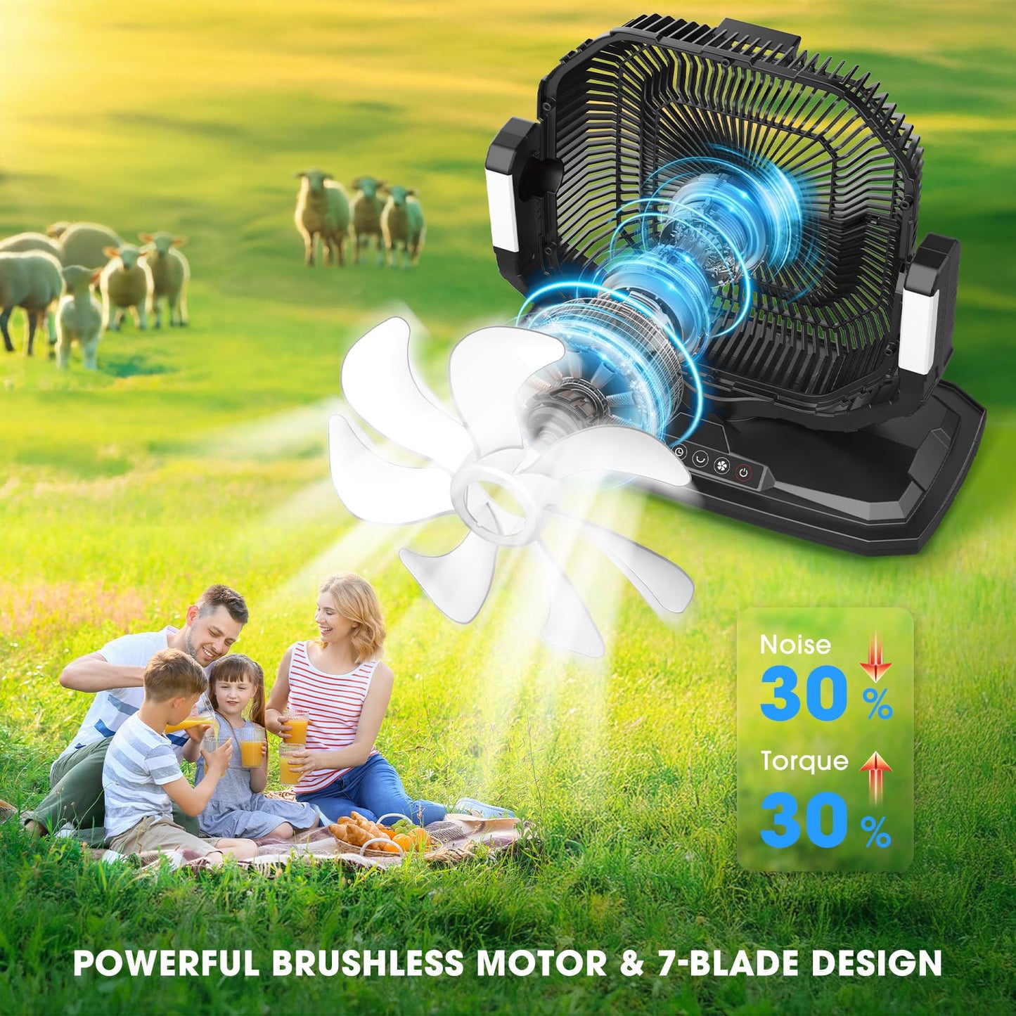 Ausic 5 Gal 12" Portable Misting Fan for Outside Patios, 30000mAh Outdoor Rechargeable Battery Oscillating Fan with Remote, Cooling Camping Dugout Fan with Light/Timer/Caster, Summer Essential