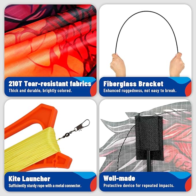 Complete Kite with Handle, Line & Accessories,Easy to Fly for Kids & Adults, Perfect for Beach, Park, Family Outdoor Activities