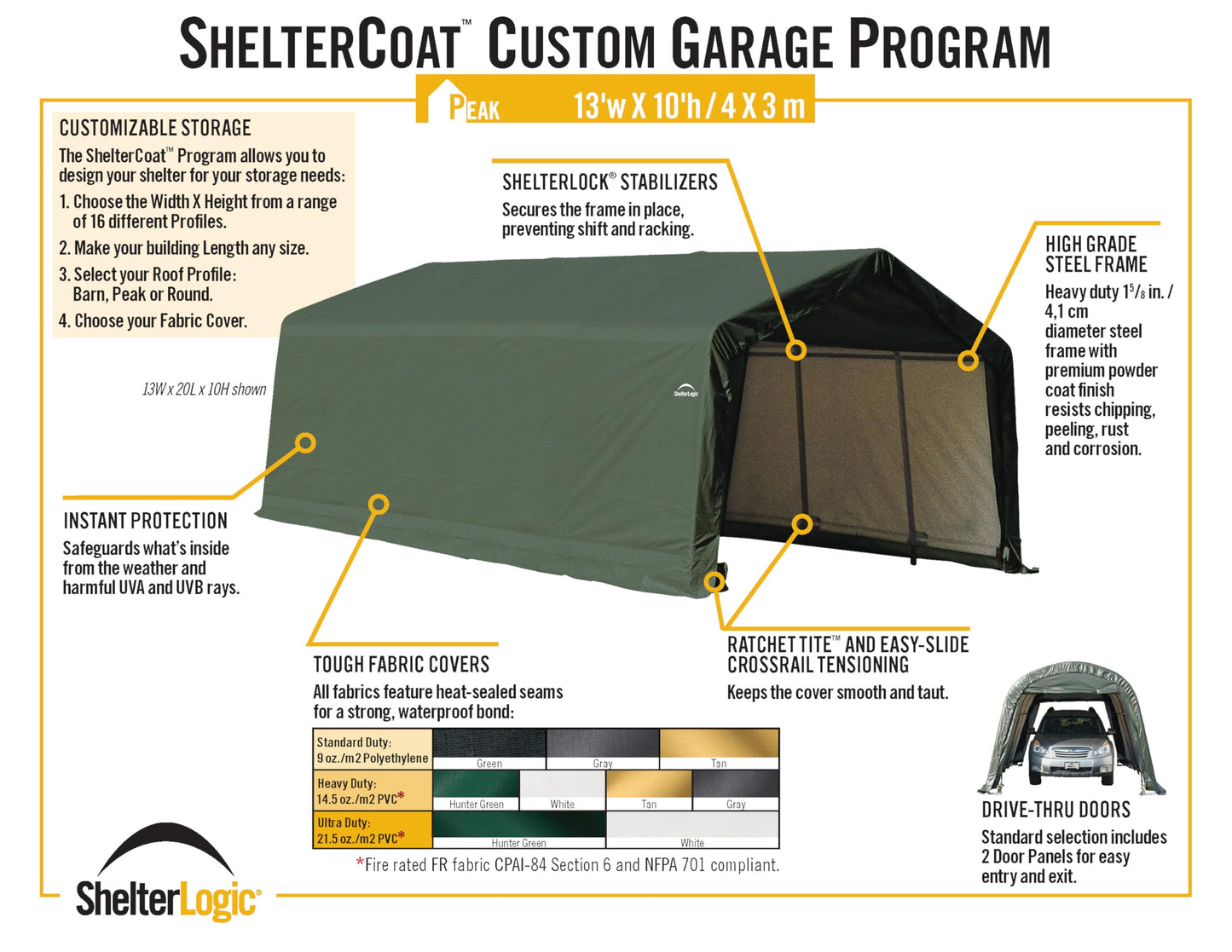 ShelterLogic 74432 Grey 12'x24'x10' Peak Style Shelter