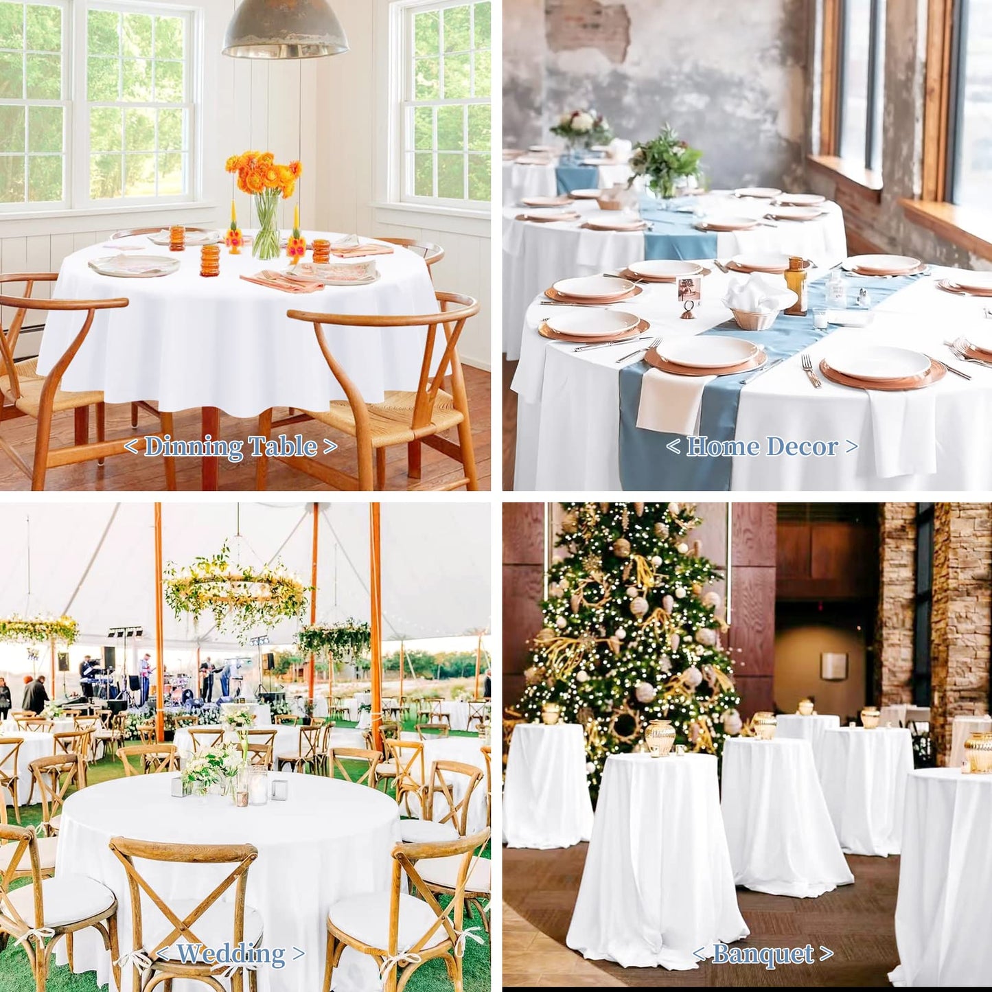 Pesonlook 12 Pack Round Tablecloth White Polyester Table Cloths 90 Inch Washable Fabric Round Table Cover White Tablecloth for Wedding/Party/Banquet