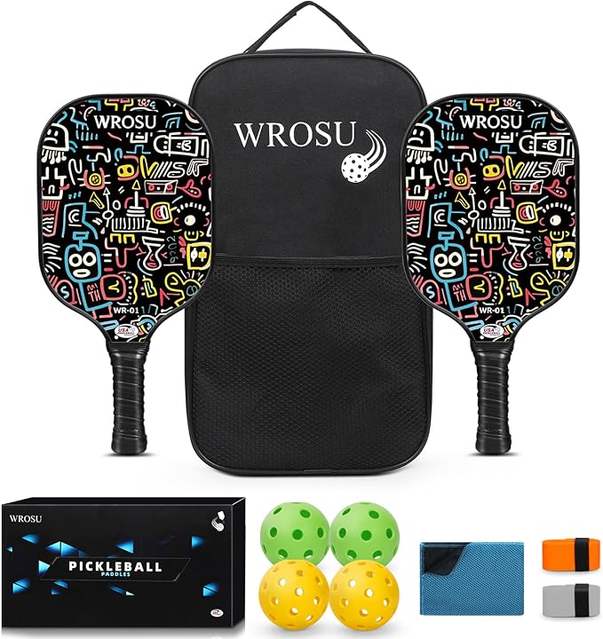 Carbon Fiber Pickleball Paddles Set of 4 or 2 Rackets,USAPA Approved Carbon Fiber Surface Pickle Ball Equipment Sets PP Honeycomb Core Pickleball Rackets & Accessories for Men,Women,Kids,Adults
