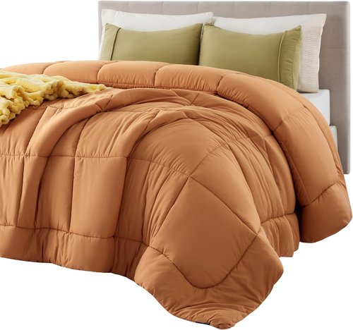 Bedsure Comforter Duvet Insert - All-Season Twin XL Quilted Down Alternative Bedding, Burnt Orange, 92 x 68 Inches