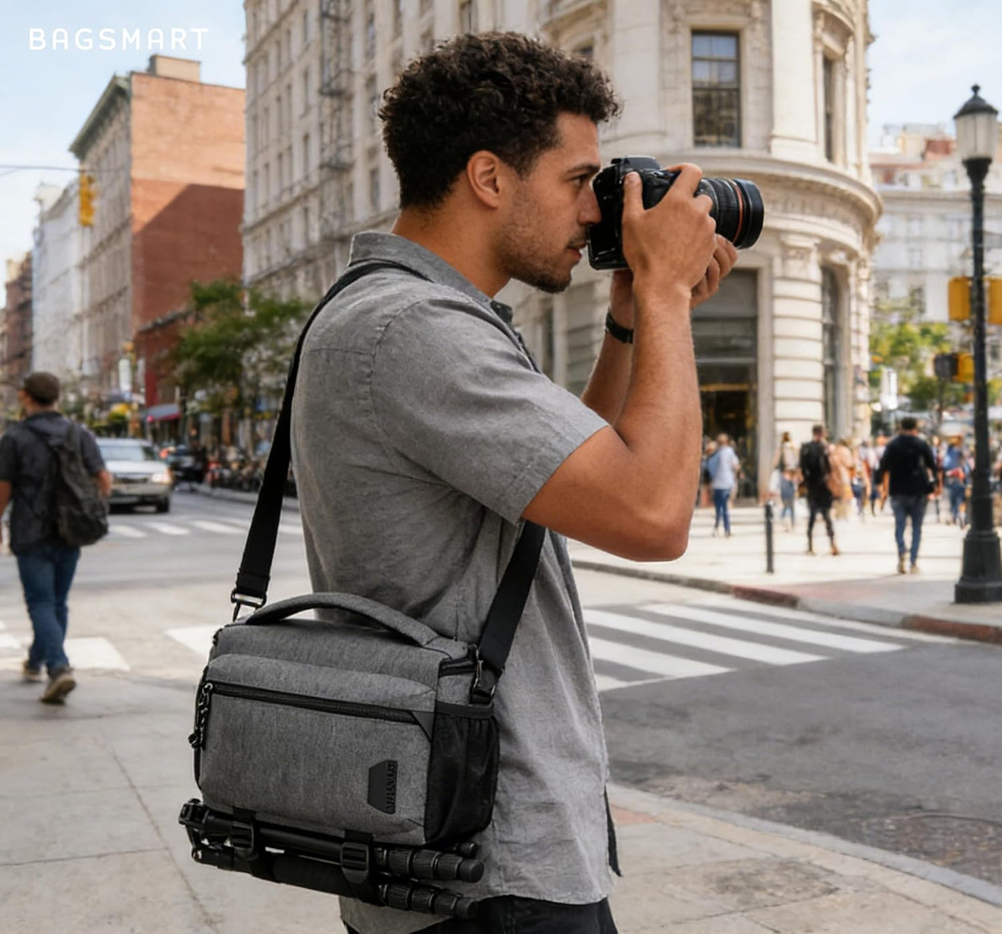 BAGSMART Small Camera Sling Bag for Photographers, Compact Camera Shoulder Bags for DSLR/SLR/Mirrorless Cameras