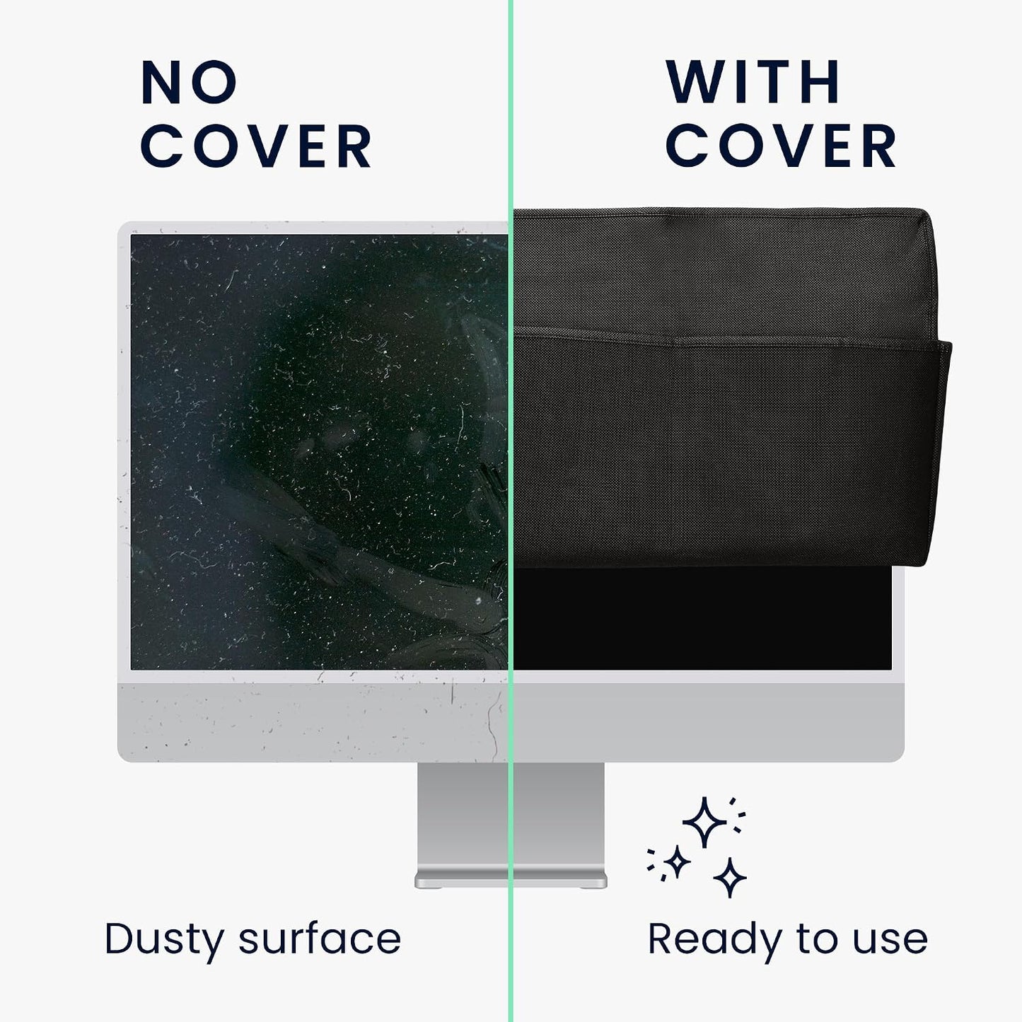 27-28" kwmobile Monitor Cover Compatible with monitor - Dust Cover Computer Screen Protector - Black