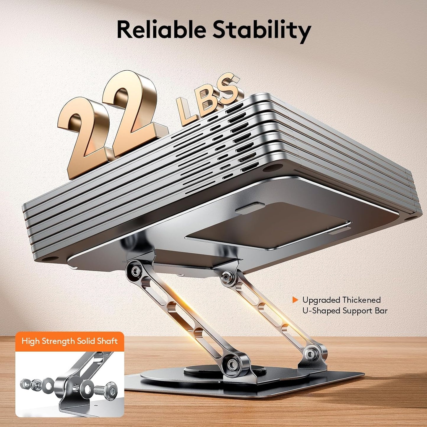 TECKNET 360 10-17" Laptop Stand for Desk, Rotating Base, Ergonomic Foldable Computer Stand for Laptop Riser Height