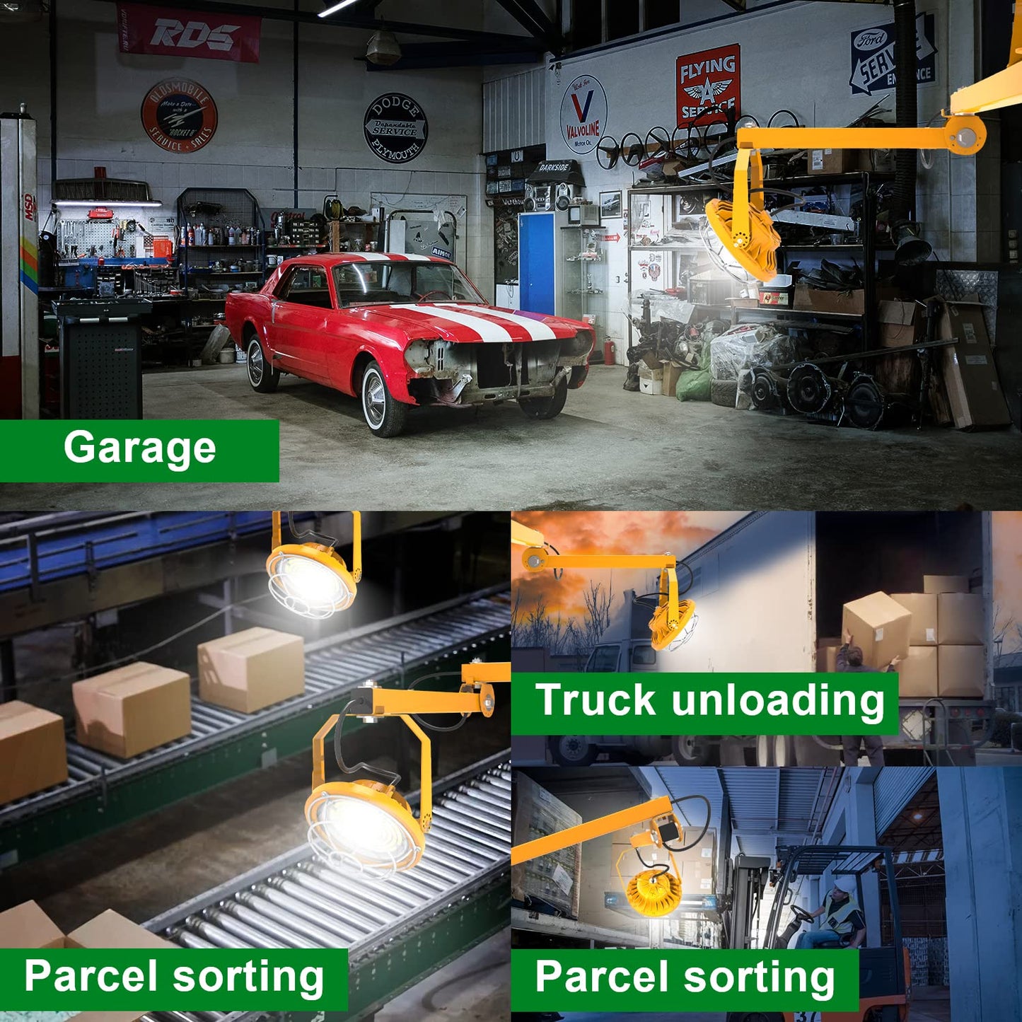 OSTEK LED Loading Dock Lights 30W with Swing Single Folding Arm 4,200LM, 360° Rotatable Lamp Head, IP65 Heavy Duty Wall Mounting Workbench Light for Warehouse Trailers Docks Container,5000K