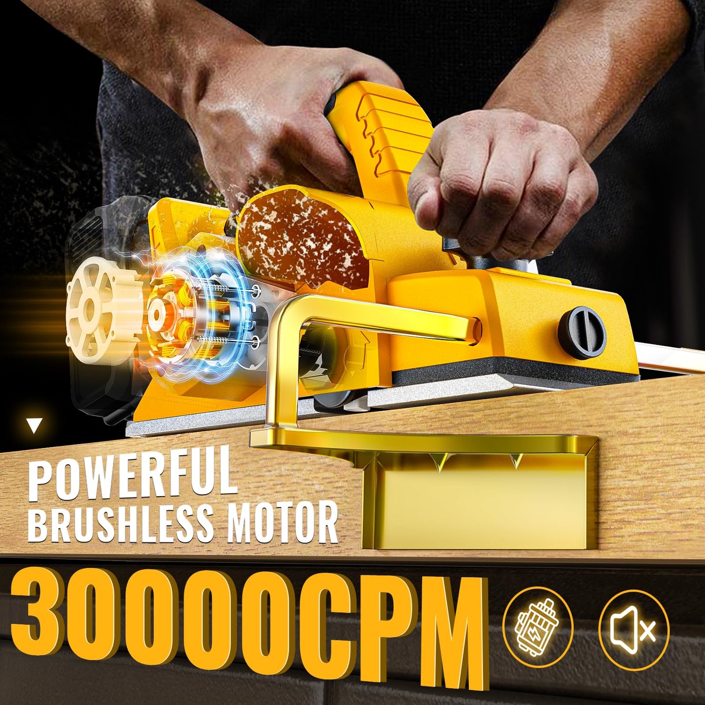 MtiolHig 30000 CPM Cordless Handheld Planer Compatible with DeWalt 20V Battery (Tool Only) 3-1/4 Inch Electric Planer - Power Hand Wood Planer for Woodworking, Carpentry, and Home DIY