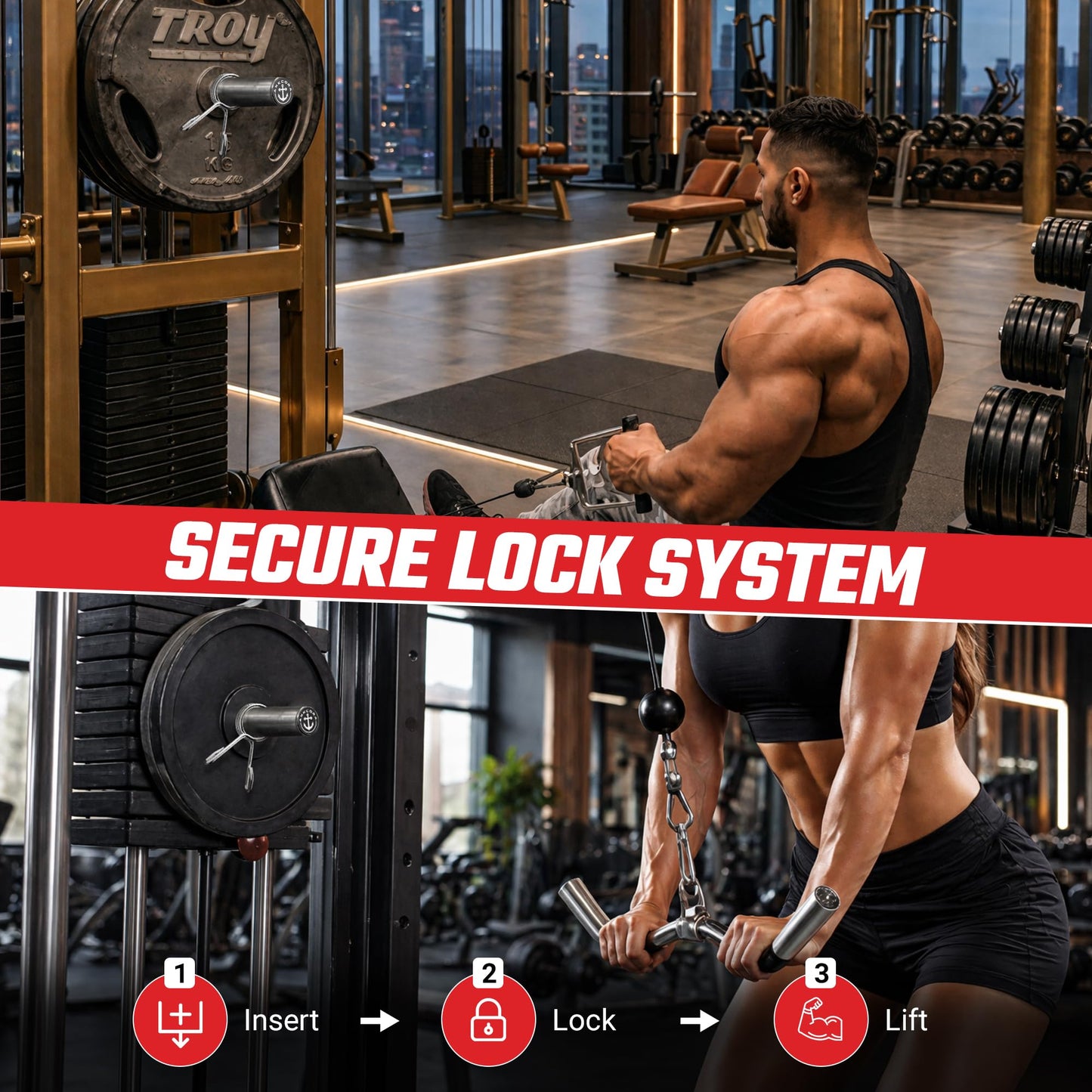Ankcora Gym Pin Kit 10mm & 8mm Universal Fit, Weight Stack Pin, Gympin, Weight Pin, Gym Pins for Weight Stack, Weight Stack Extender Pin, Weight Pins for Weight Stack Machine