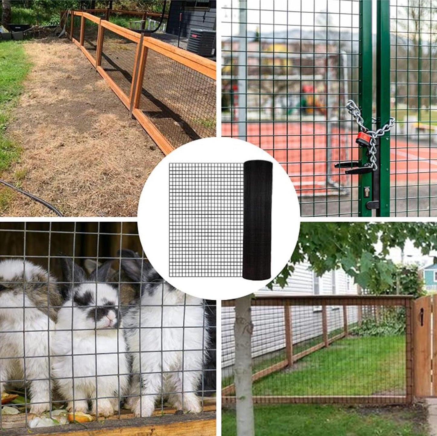 Gareinwuds Black Vinyl Coated Hardware Cloth for Chicken Wire Fencing-1/4in Mesh AWG 21 Gauge 24in x 50ft Galvanized Welded Wire Mesh Roll-Poultry Cage, Rabbit Protection, Snake Proof, DIY Projects