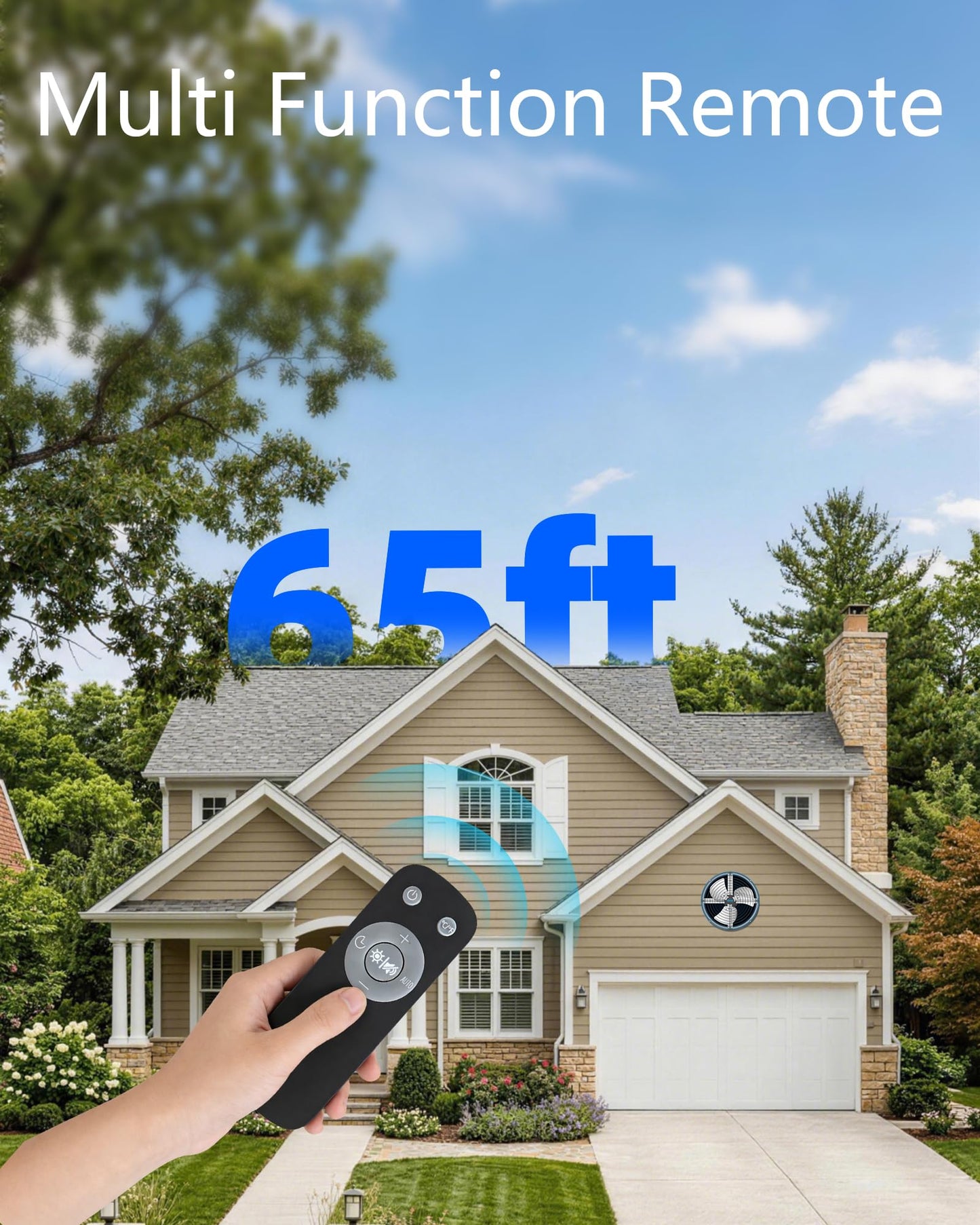 Ehiair 15" Attic Fan with Thermostat & Remote Control, 1800 CFM Gable Vent Exhaust Fan, Auto On/Off Based on Temperature, 2500 Sq Ft Coverage, 70W, 3 Speeds, 18-Hour Timer, Plug-and-Play