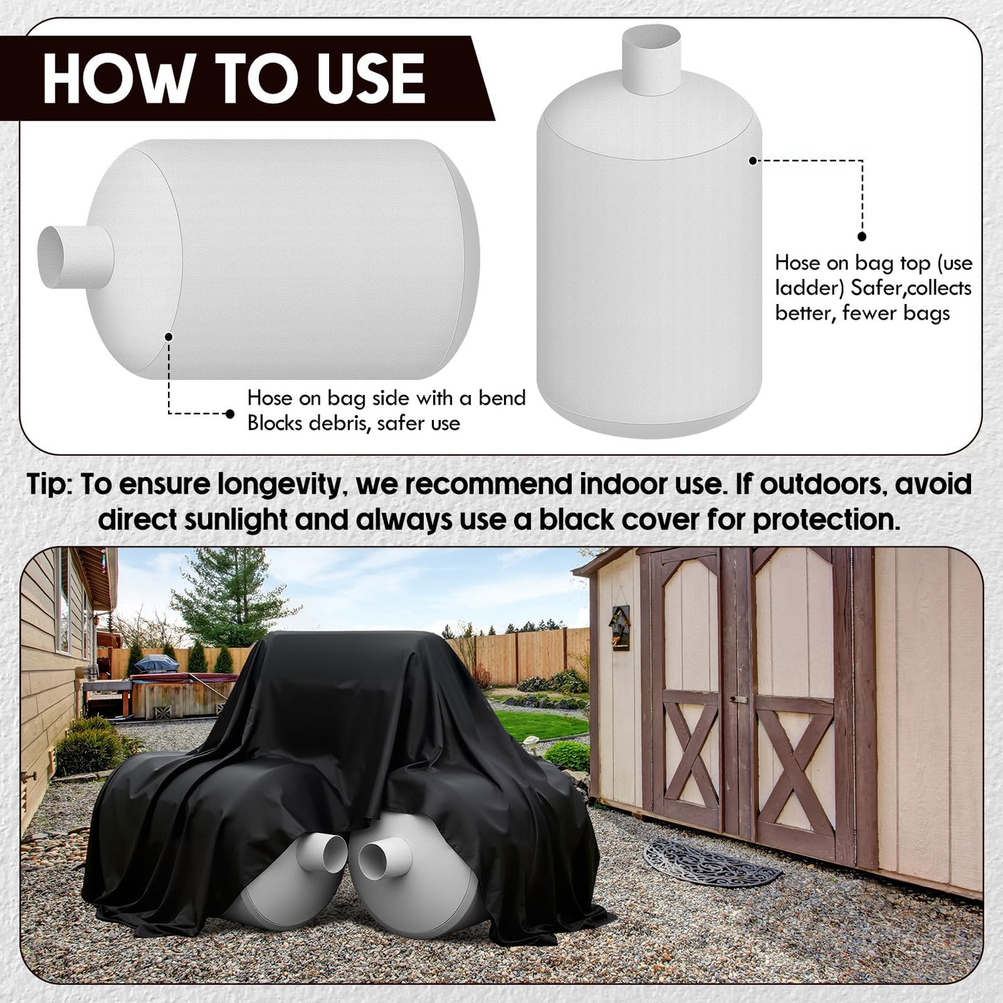 Pangda 10 Pack Insulation Removal Vacuum Bag Bulk 6 x 4 ft Heavy Duty Attic Low Dust Bag Holds 75 Cubic ft 400 Lbs Compatible with Insulation Hoses Easy-fill Spout & Lowest Dust Filter (White)