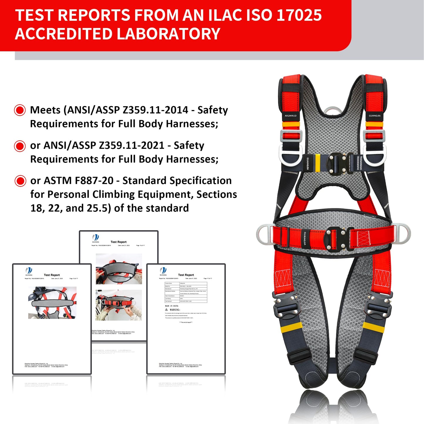 DIJJIG Fall Protection Safety Full Body Harness 5pt Adjustment Safe Comfortable Construction Positioning Harness Extra Long Thick Leg Back Padded Push-Button Quick-Lock Buckles OSHA and ANSI compliant